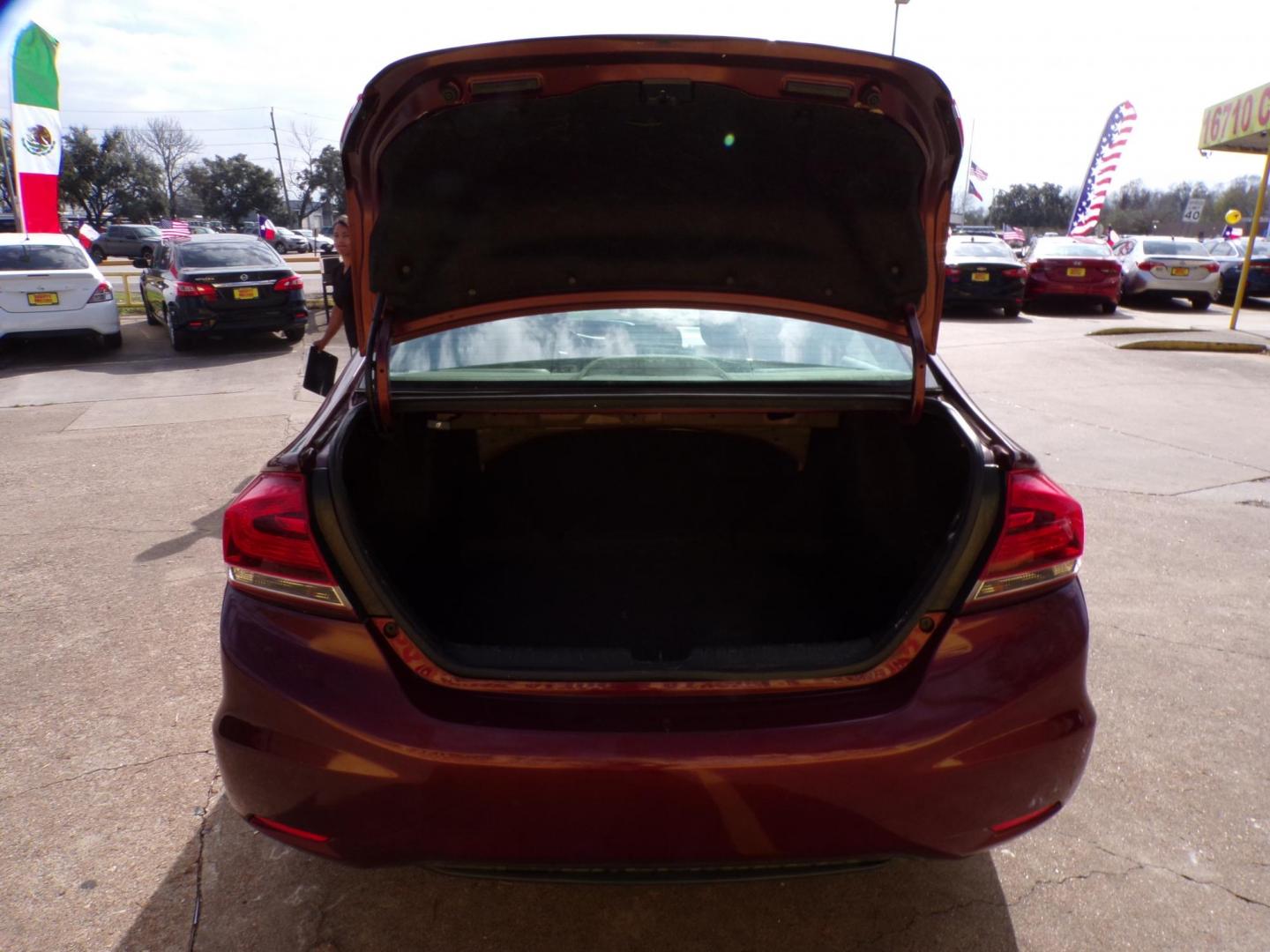 2015 Red /Gray Honda Civic LX Sedan CVT (19XFB2F54FE) with an 1.8L L4 SOHC 16V engine, Continuously Variable Transmission transmission, located at 16710 Clay Rd., Houston, TX, 77084, (281) 859-7900, 29.834864, -95.656166 - Photo#14