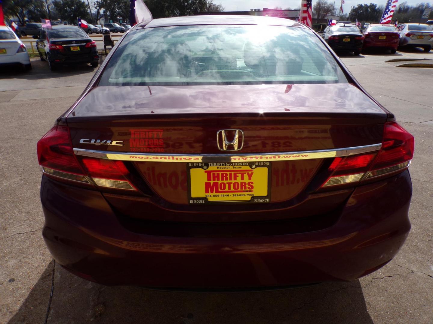 2015 Red /Gray Honda Civic LX Sedan CVT (19XFB2F54FE) with an 1.8L L4 SOHC 16V engine, Continuously Variable Transmission transmission, located at 16710 Clay Rd., Houston, TX, 77084, (281) 859-7900, 29.834864, -95.656166 - Photo#5