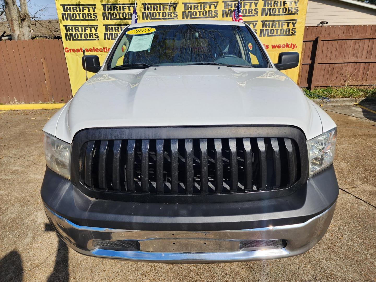 2018 White /Gray RAM 1500 Tradesman Quad Cab 2WD (1C6RR6FG7JS) with an 3.6L V6 DOHC 24V FFV engine, Automatic 8-Speed transmission, located at 16710 Clay Rd., Houston, TX, 77084, (281) 859-7900, 29.834864, -95.656166 - Photo#0