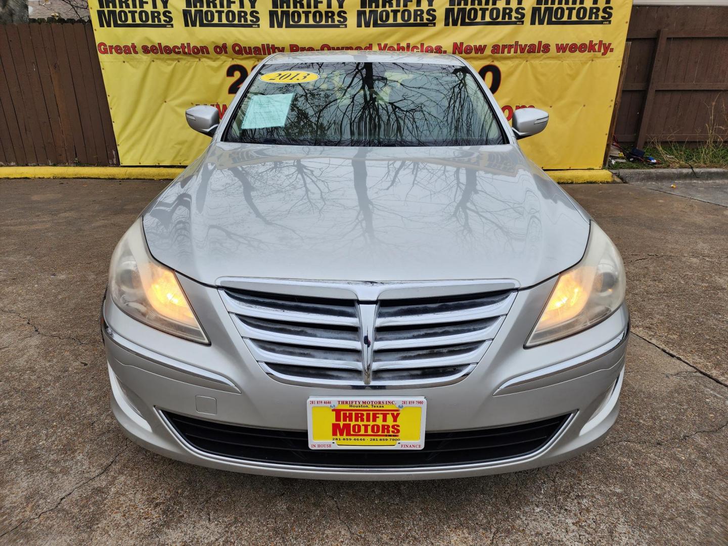 2013 Silver /Beige Hyundai Genesis 3.8L (KMHGC4DD7DU) with an 3.8L V6 DOHC 24V engine, 6-Speed Automatic transmission, located at 16710 Clay Rd., Houston, TX, 77084, (281) 859-7900, 29.834864, -95.656166 - Photo#0
