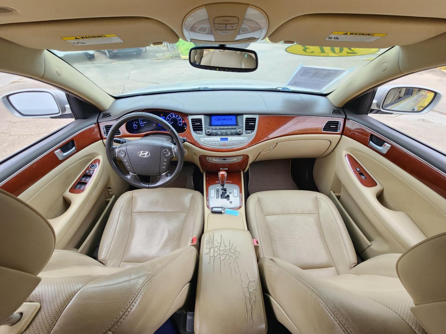 2013 Silver /Beige Hyundai Genesis 3.8L (KMHGC4DD7DU) with an 3.8L V6 DOHC 24V engine, 6-Speed Automatic transmission, located at 16710 Clay Rd., Houston, TX, 77084, (281) 859-7900, 29.834864, -95.656166 - Photo#10