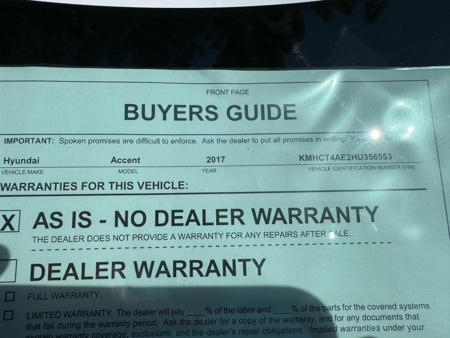 2017 Hyundai Accent SE 4-Door 6M (KMHCT4AE2HU) with an 1.6L L4 DOHC 16V engine, 6M transmission, located at 16710 Clay Rd., Houston, TX, 77084, (281) 859-7900, 29.834864, -95.656166 - Photo#18