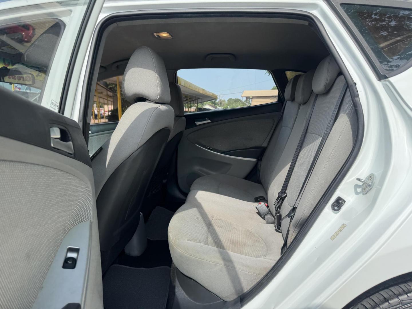 2014 White /Silver Hyundai Accent GS 5-Door (KMHCT5AE4EU) with an 1.6L L4 DOHC 16V engine, located at 16710 Clay Rd., Houston, TX, 77084, (281) 859-7900, 29.834864, -95.656166 - Photo#12