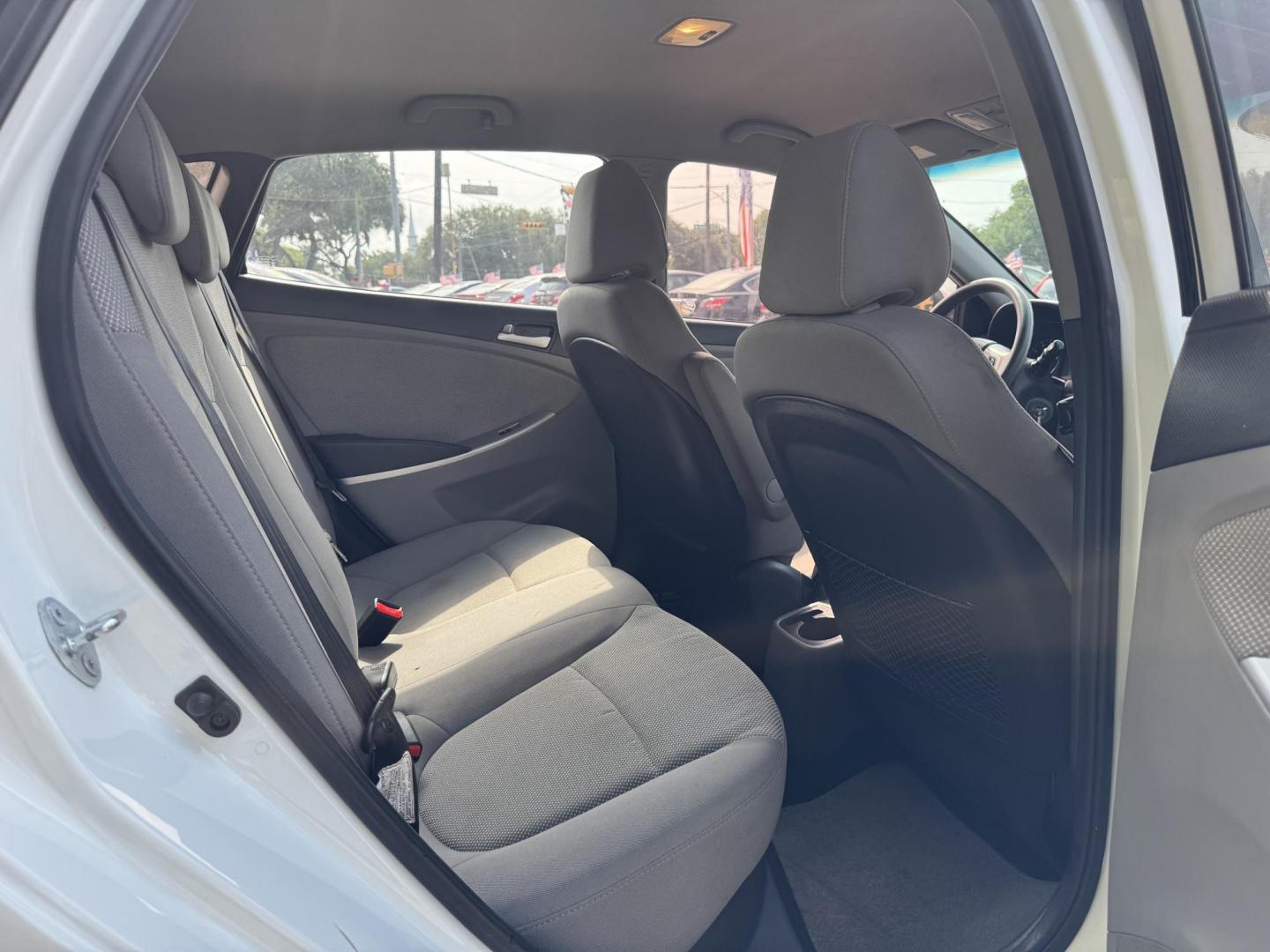 2014 White /Silver Hyundai Accent GS 5-Door (KMHCT5AE4EU) with an 1.6L L4 DOHC 16V engine, located at 16710 Clay Rd., Houston, TX, 77084, (281) 859-7900, 29.834864, -95.656166 - Photo#17