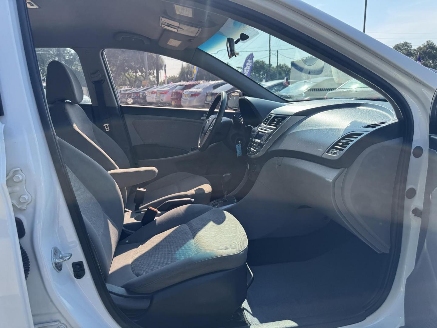 2014 White /Silver Hyundai Accent GS 5-Door (KMHCT5AE4EU) with an 1.6L L4 DOHC 16V engine, located at 16710 Clay Rd., Houston, TX, 77084, (281) 859-7900, 29.834864, -95.656166 - Photo#18