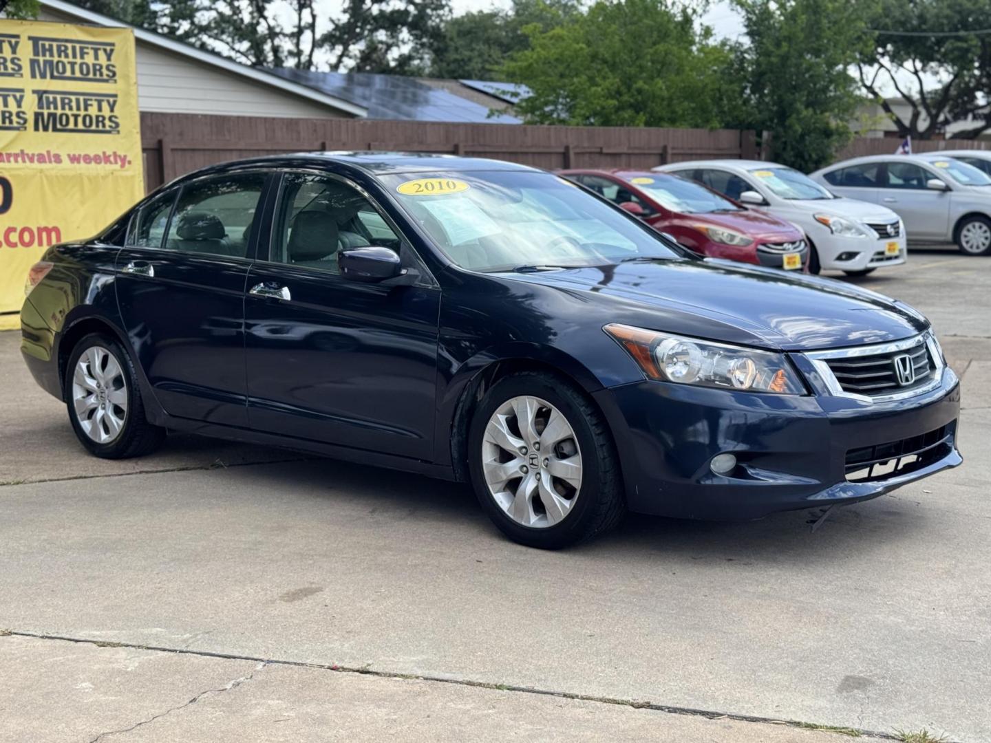 2010 Blue Honda Accord EX-L V-6 Sedan AT (5KBCP3F85AB) with an 3.5L V6 SOHC 24V engine, 5-Speed Automatic transmission, located at 16710 Clay Rd., Houston, TX, 77084, (281) 859-7900, 29.834864, -95.656166 - Photo#1