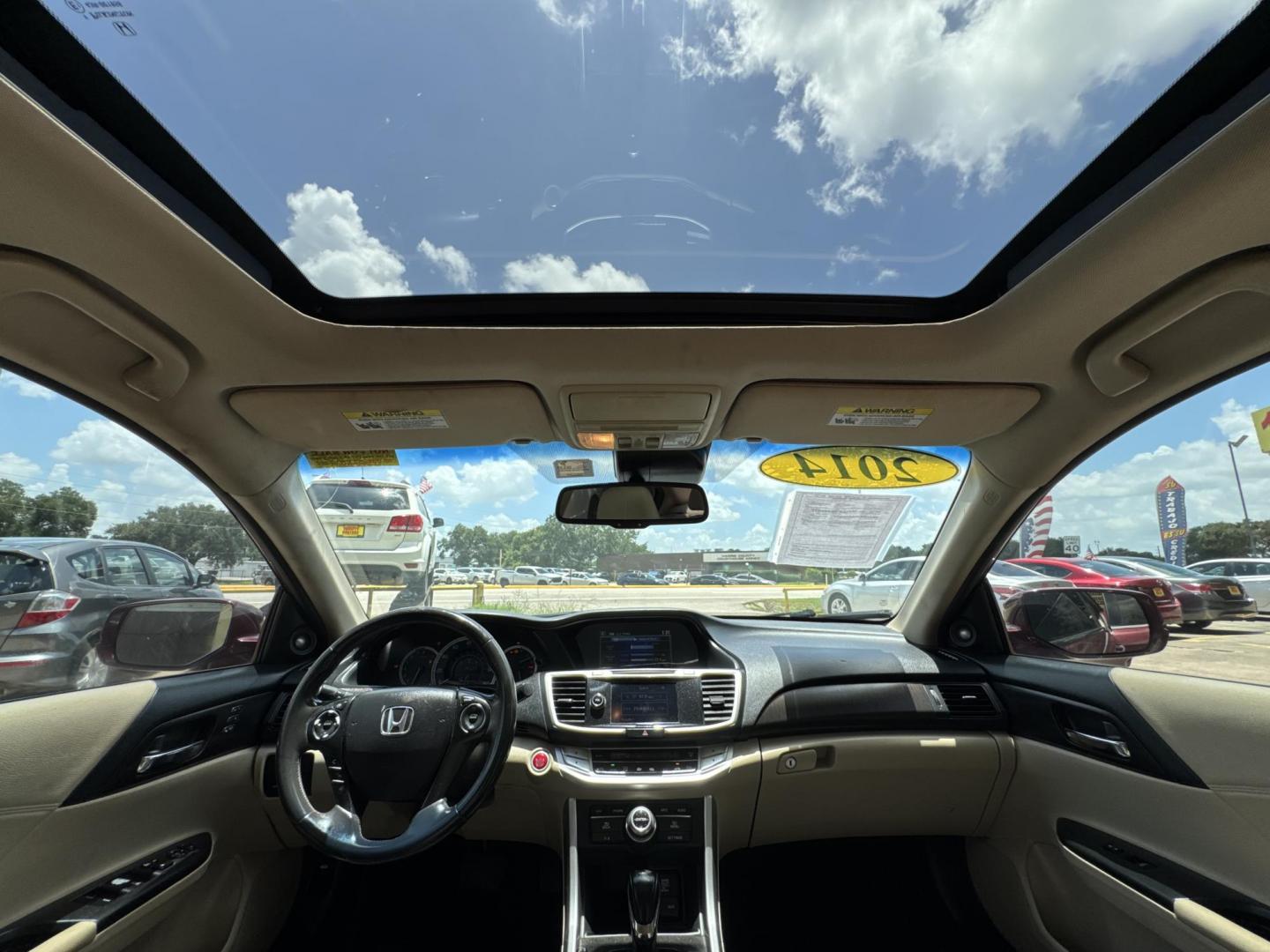 2014 Gray /tan Honda Accord EX-L Sedan CVT (1HGCR2F82EA) with an 2.4L L4 DOHC 16V engine, Continuously Variable Transmission transmission, located at 16710 Clay Rd., Houston, TX, 77084, (281) 859-7900, 29.834864, -95.656166 - Photo#17