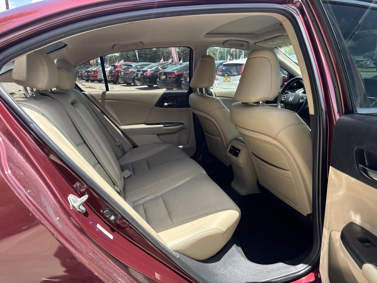 2014 Gray /tan Honda Accord EX-L Sedan CVT (1HGCR2F82EA) with an 2.4L L4 DOHC 16V engine, Continuously Variable Transmission transmission, located at 16710 Clay Rd., Houston, TX, 77084, (281) 859-7900, 29.834864, -95.656166 - Photo#20