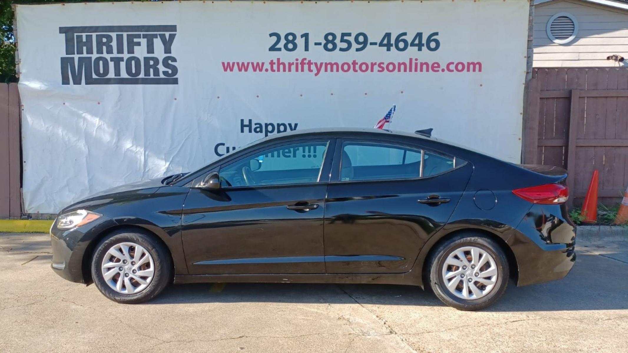 2017 Black Hyundai Elantra SE 6AT (5NPD74LFXHH) with an 1.8L L4 DOHC 16V engine, 6A transmission, located at 16710 Clay Rd., Houston, TX, 77084, (281) 859-7900, 29.834864, -95.656166 - Low Down. Low Payments. - Photo #0