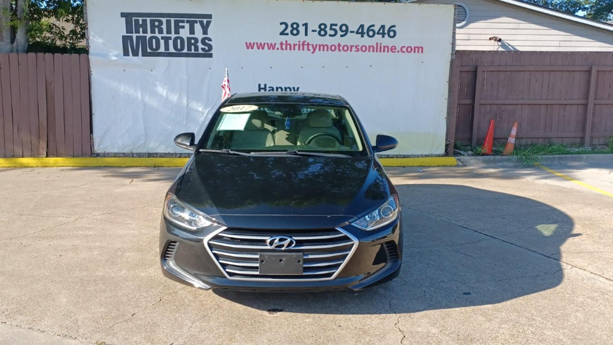 2017 Black Hyundai Elantra SE 6AT (5NPD74LFXHH) with an 1.8L L4 DOHC 16V engine, 6A transmission, located at 16710 Clay Rd., Houston, TX, 77084, (281) 859-7900, 29.834864, -95.656166 - Low Down. Low Payments. - Photo #1