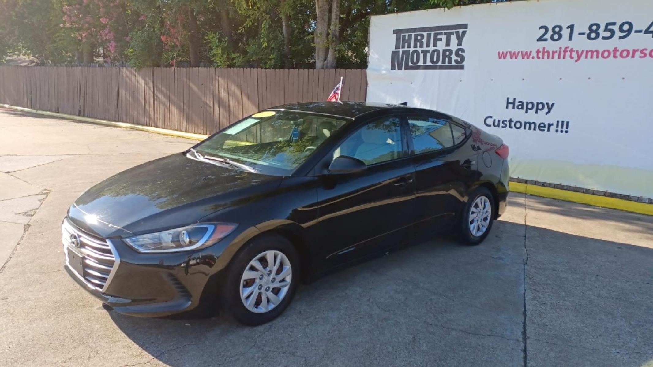 2017 Black Hyundai Elantra SE 6AT (5NPD74LFXHH) with an 1.8L L4 DOHC 16V engine, 6A transmission, located at 16710 Clay Rd., Houston, TX, 77084, (281) 859-7900, 29.834864, -95.656166 - Low Down. Low Payments. - Photo #2