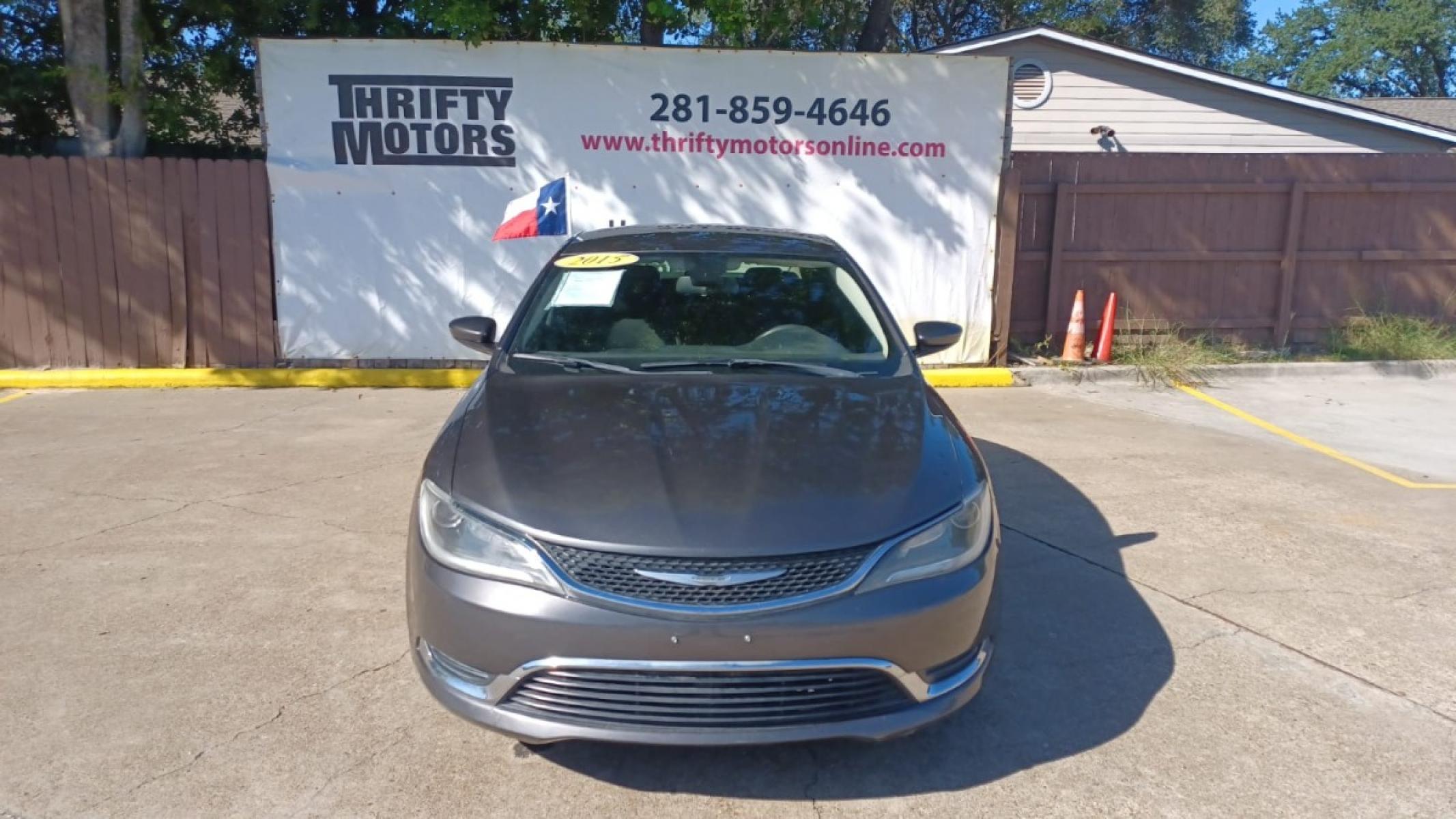 2015 Gray Chrysler 200 Limited (1C3CCCAB5FN) with an 2.4L L4 DOHC 16V engine, 9-Speed Automatic transmission, located at 16710 Clay Rd., Houston, TX, 77084, (281) 859-7900, 29.834864, -95.656166 - Low Down. Low Payments. - Photo #1