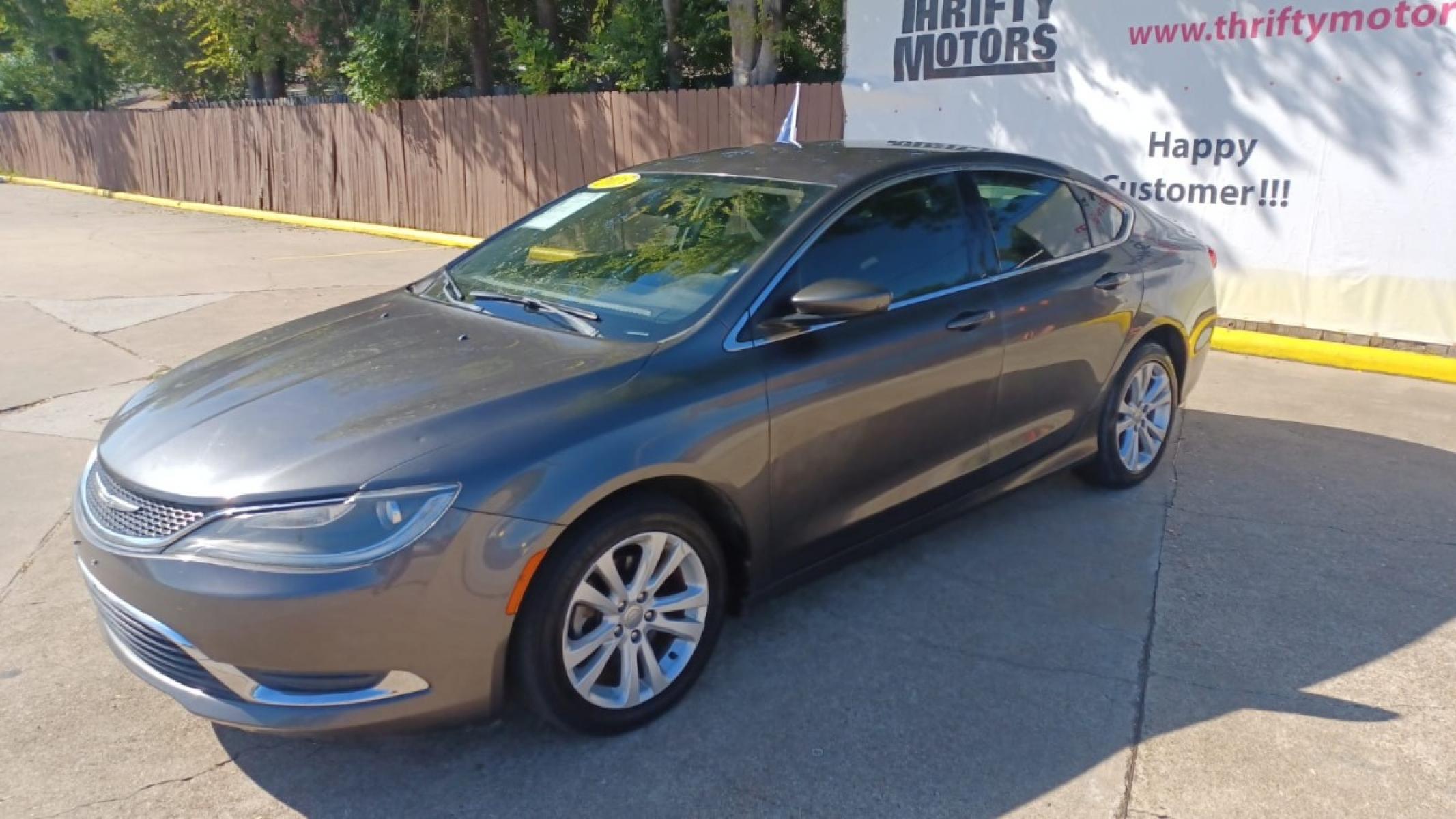 2015 Gray Chrysler 200 Limited (1C3CCCAB5FN) with an 2.4L L4 DOHC 16V engine, 9-Speed Automatic transmission, located at 16710 Clay Rd., Houston, TX, 77084, (281) 859-7900, 29.834864, -95.656166 - Low Down. Low Payments. - Photo #2