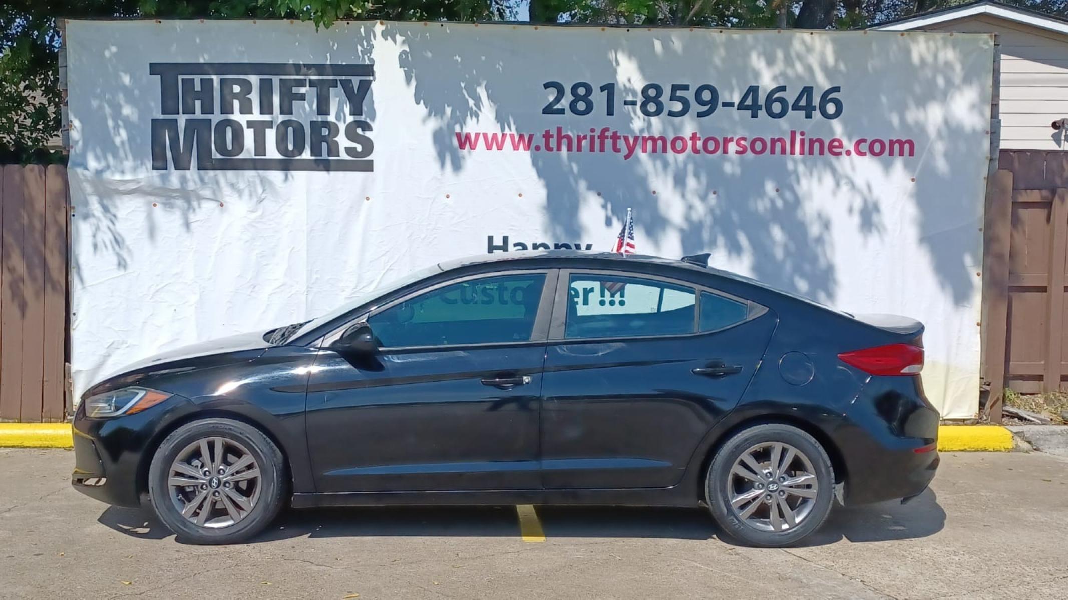 2017 BLACK Hyundai Elantra Limited (KMHD84LF3HU) with an 1.8L L4 DOHC 16V engine, 6A transmission, located at 16710 Clay Rd., Houston, TX, 77084, (281) 859-7900, 29.834864, -95.656166 - Low Down. Low Payments. - Photo #0