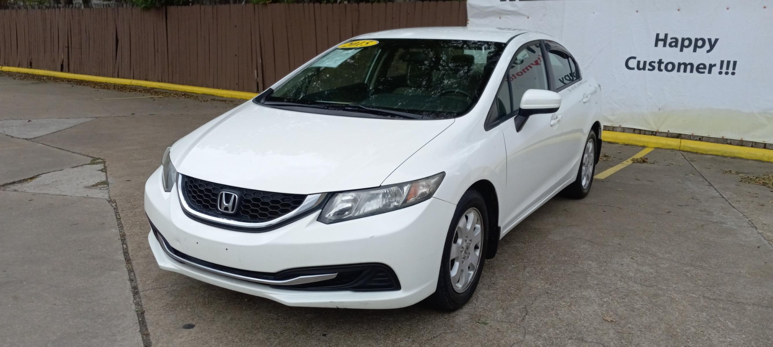 2015 White Honda Civic LX Sedan CVT (2HGFB2F56FH) with an 1.8L L4 SOHC 16V engine, Continuously Variable Transmission transmission, located at 16710 Clay Rd., Houston, TX, 77084, (281) 859-7900, 29.834864, -95.656166 - Low Down. Low Payments. - Photo #2