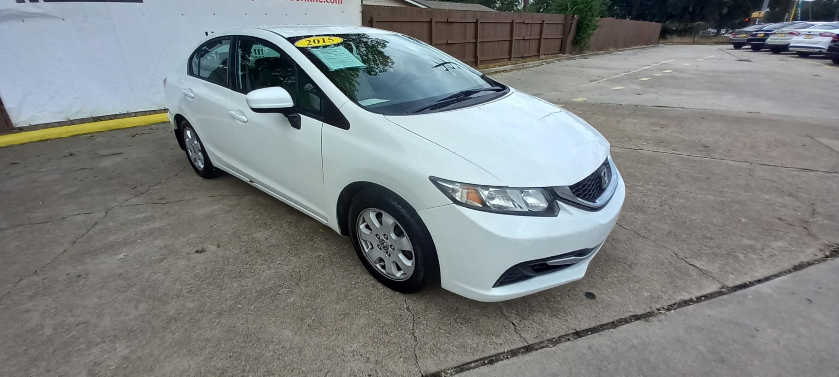 2015 White Honda Civic LX Sedan CVT (2HGFB2F56FH) with an 1.8L L4 SOHC 16V engine, Continuously Variable Transmission transmission, located at 16710 Clay Rd., Houston, TX, 77084, (281) 859-7900, 29.834864, -95.656166 - Low Down. Low Payments. - Photo #3