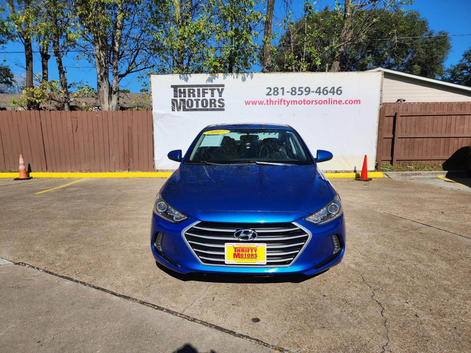 2017 Blue Hyundai Elantra Limited (5NPD84LF2HH) with an 1.8L L4 DOHC 16V engine, 6A transmission, located at 16710 Clay Rd., Houston, TX, 77084, (281) 859-7900, 29.834864, -95.656166 - Low Dow. Low Payments. - Photo #1