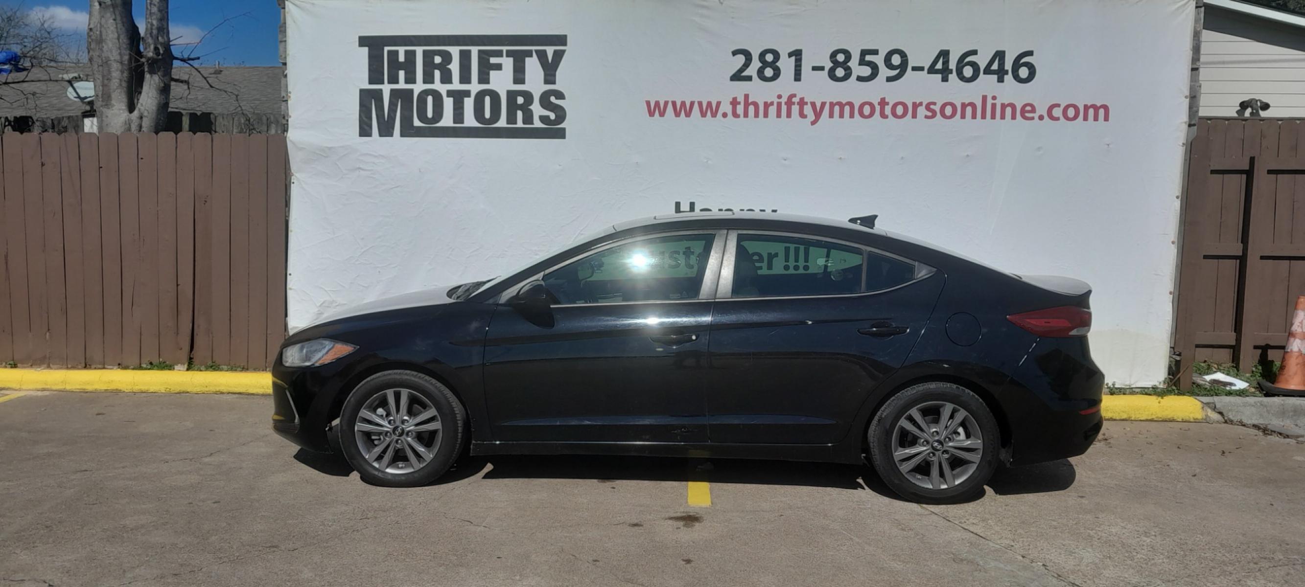 2018 Black Hyundai Elantra Limited (KMHD84LF3JU) with an 1.8L L4 DOHC 16V engine, 6A transmission, located at 16710 Clay Rd., Houston, TX, 77084, (281) 859-7900, 29.834864, -95.656166 - Low Down. Low Payments. - Photo #0