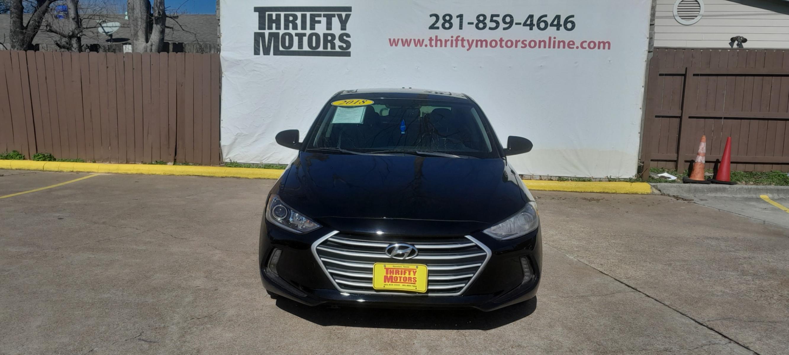 2018 Black Hyundai Elantra Limited (KMHD84LF3JU) with an 1.8L L4 DOHC 16V engine, 6A transmission, located at 16710 Clay Rd., Houston, TX, 77084, (281) 859-7900, 29.834864, -95.656166 - Low Down. Low Payments. - Photo #1