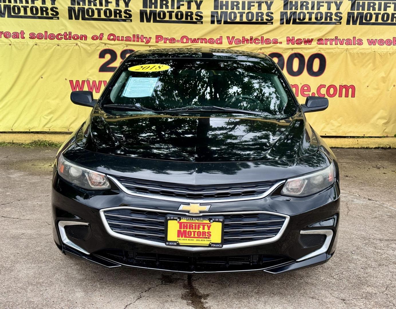 2018 Black /Gray Chevrolet Malibu LS (1G1ZB5ST4JF) with an 1.5L L4 DOHC 16V engine, 6A transmission, located at 16710 Clay Rd., Houston, TX, 77084, (281) 859-7900, 29.834864, -95.656166 - Low Down. Low Payments. - Photo#1