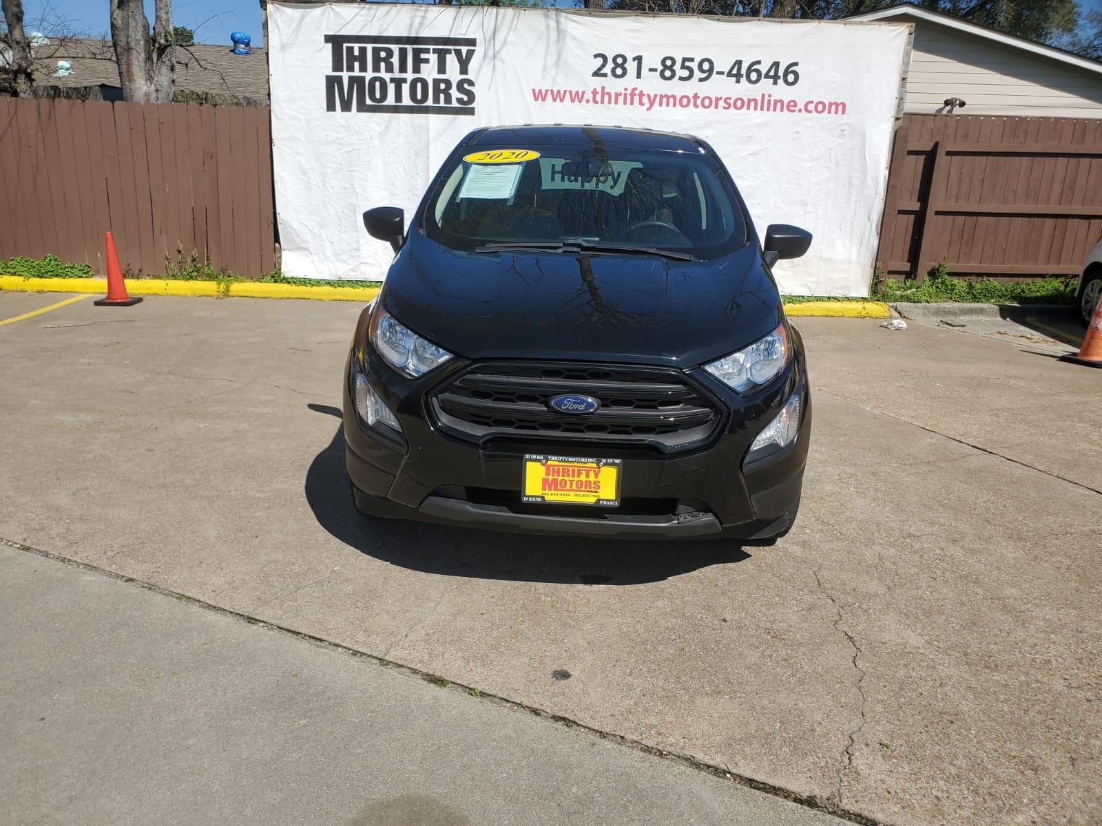 2020 Black Ford EcoSport S (MAJ3S2FE4LC) with an 1.0L L3 engine, 6A transmission, located at 16710 Clay Rd., Houston, TX, 77084, (281) 859-7900, 29.834864, -95.656166 - Low Down. Low Payments. - Photo #1