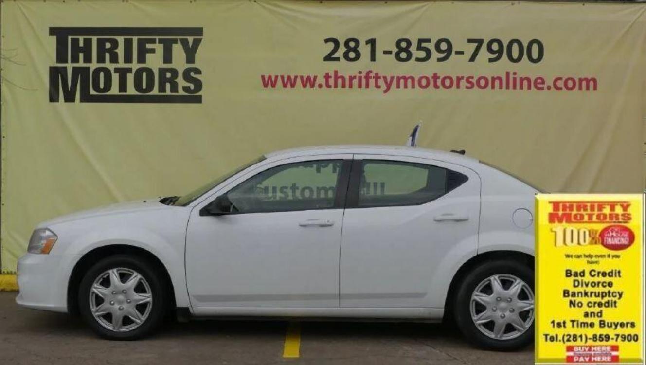 2014 White Dodge Avenger (1C3CDZAG9EN) with an 3.6L V6 3.6L V6 engine, Automatic 6-Speed transmission, located at 4509 Highway 6 North, Houston, TX, 77084, (281) 859-4646, 29.848997, -95.645760 - Photo #0