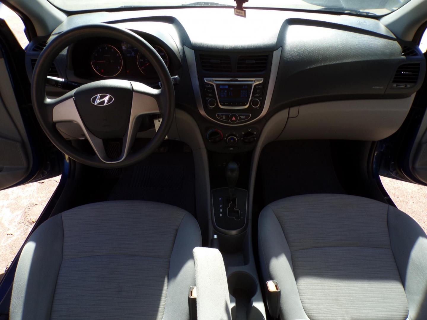 2017 Blue /Gray Hyundai Accent SE 4-Door 6M (KMHCT4AE1HU) with an 1.6L L4 DOHC 16V engine, Automatic 6-Speed transmission, located at 16710 Clay Rd., Houston, TX, 77084, (281) 859-7900, 29.834864, -95.656166 - Photo#14